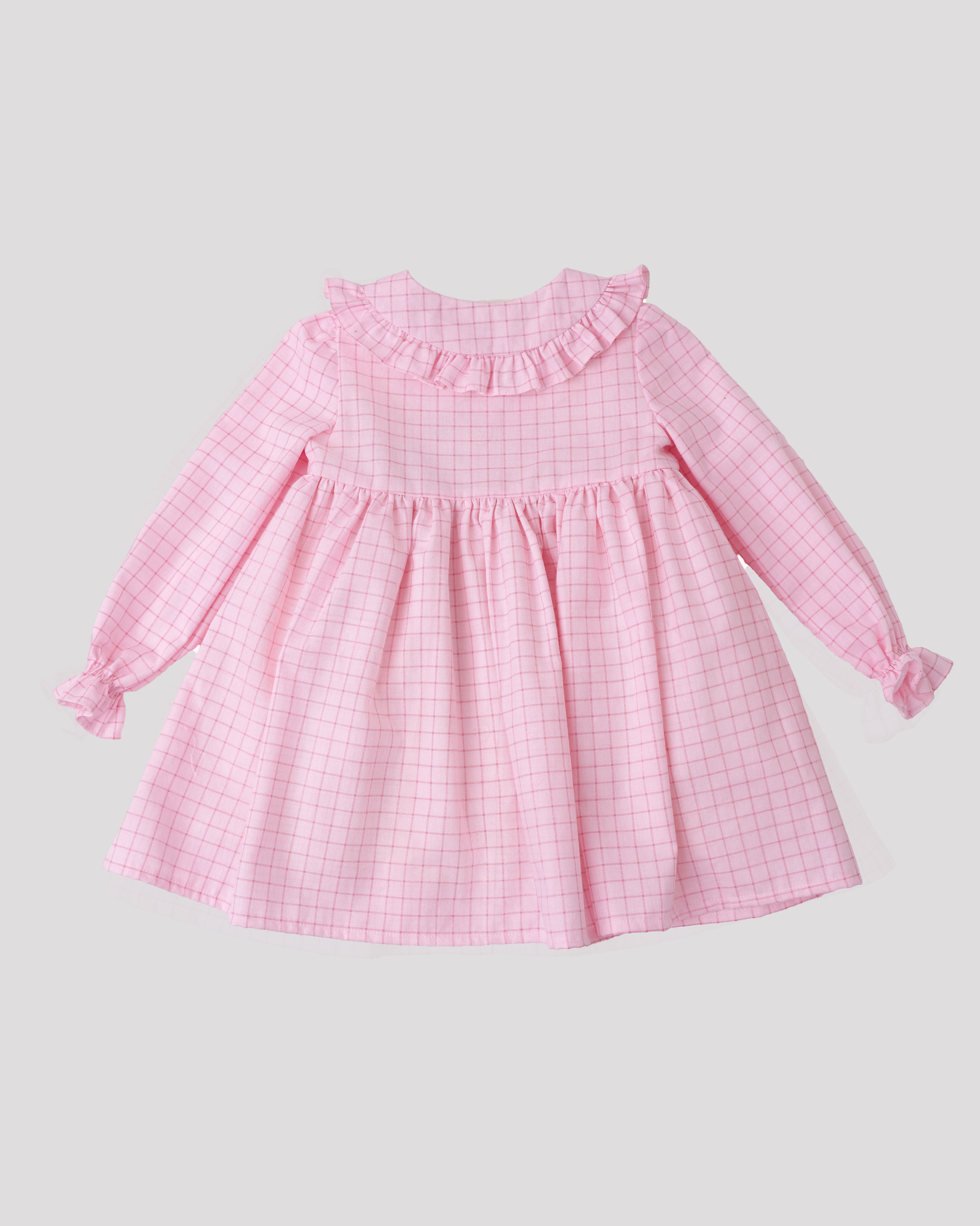 Rochie din bumbac cu carouri si guler