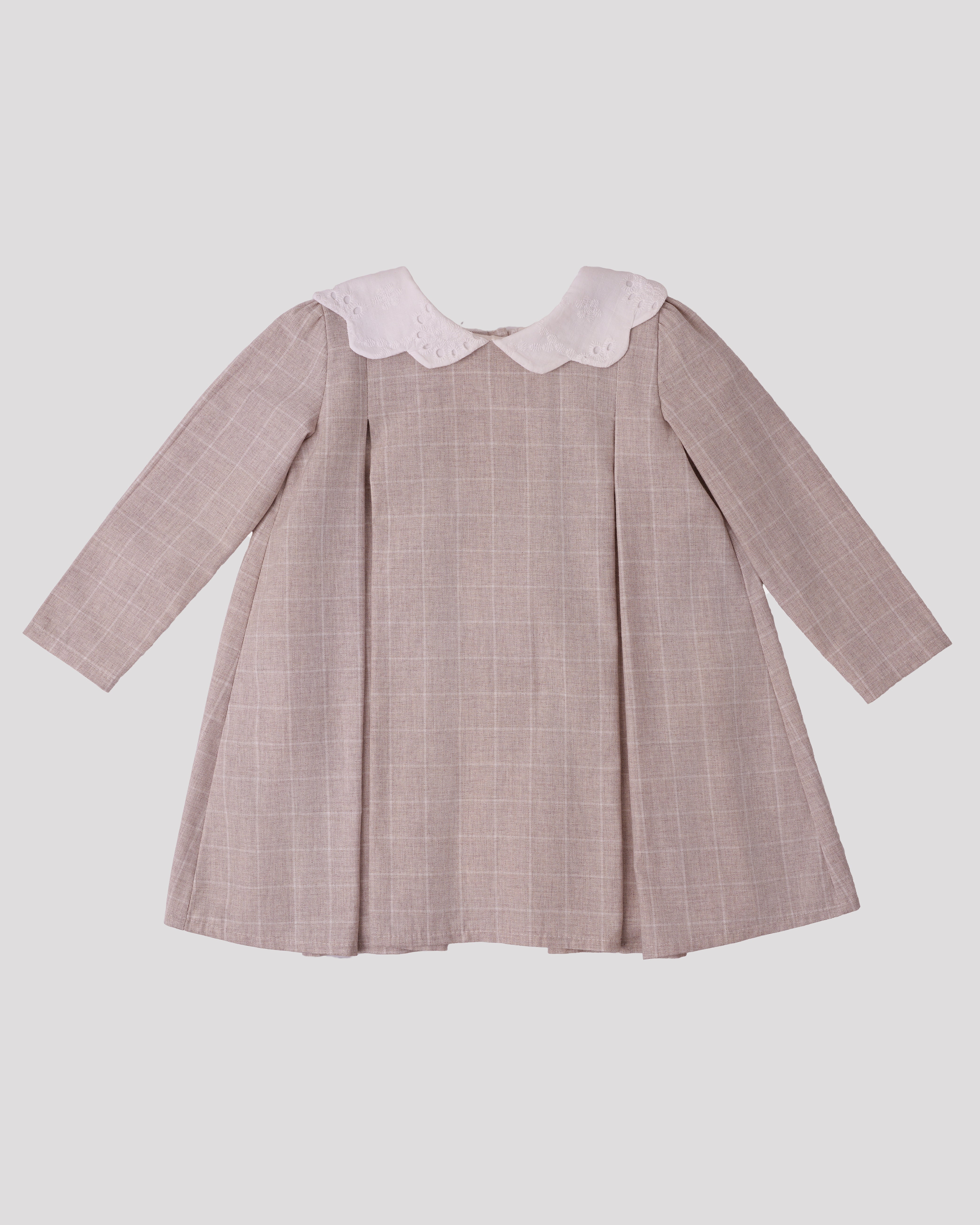 Rochie bej cu guler floare brodat