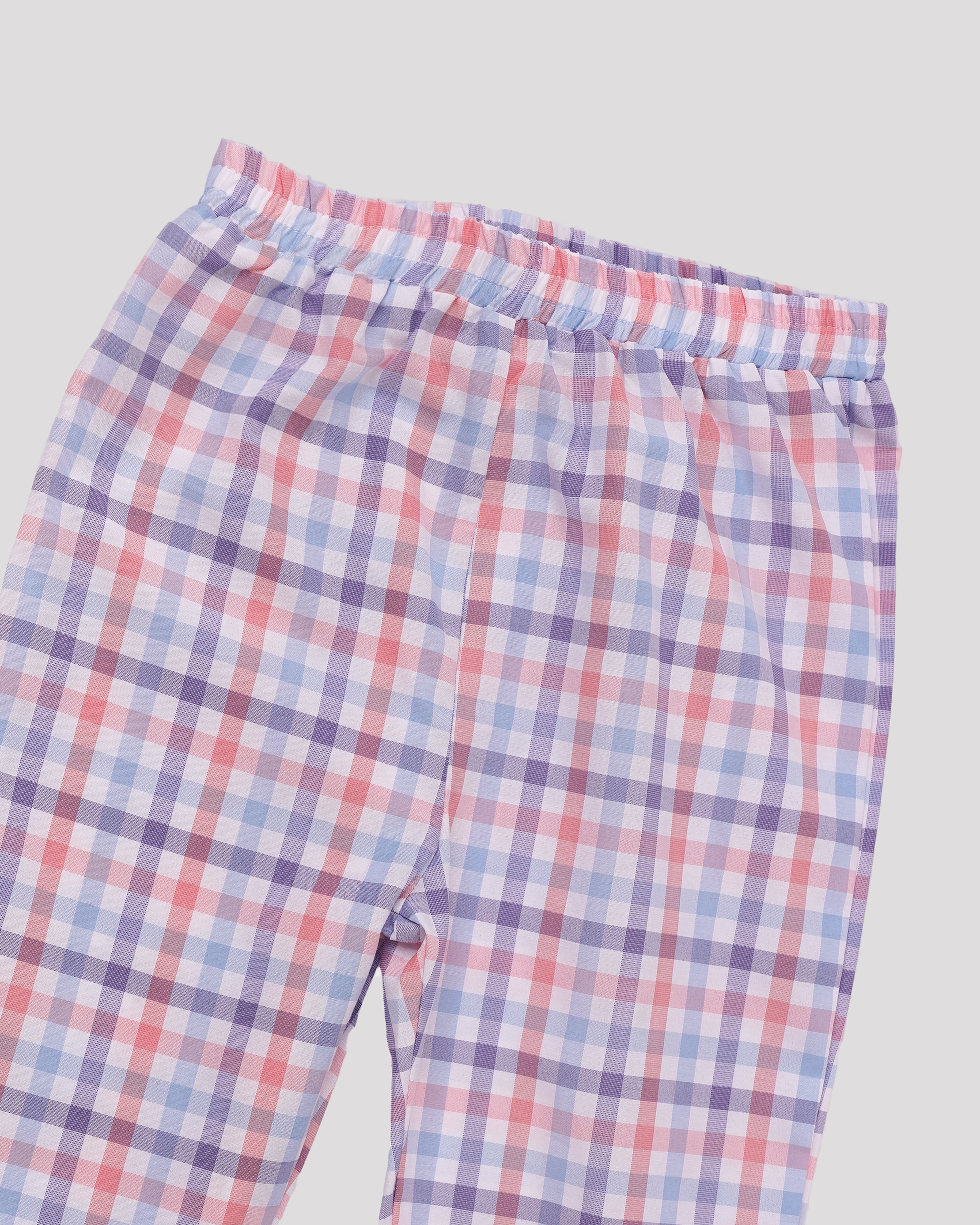 Pijama din bumbac cu carouri albastre