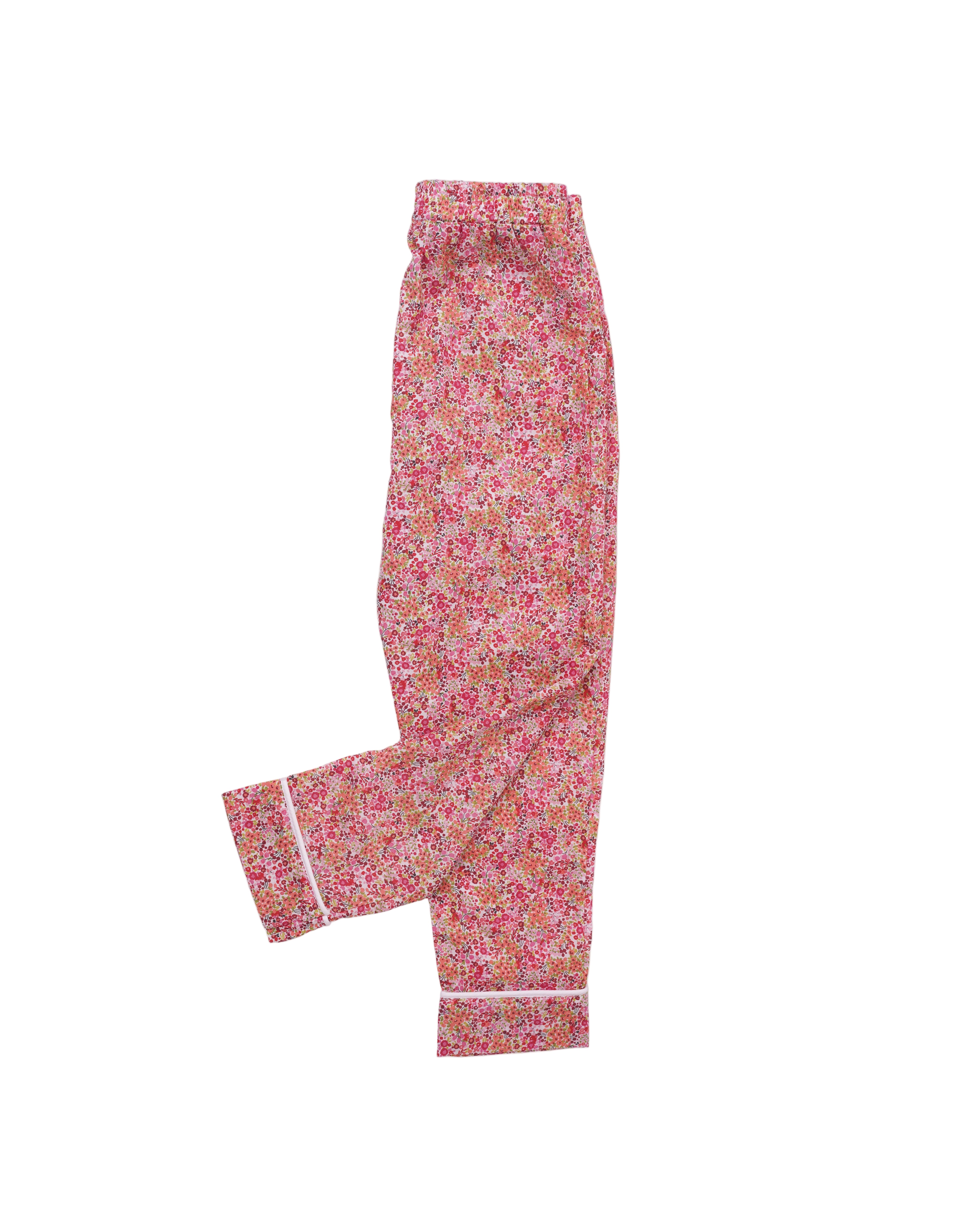 Pijama din bumbac fin cu flori rosii