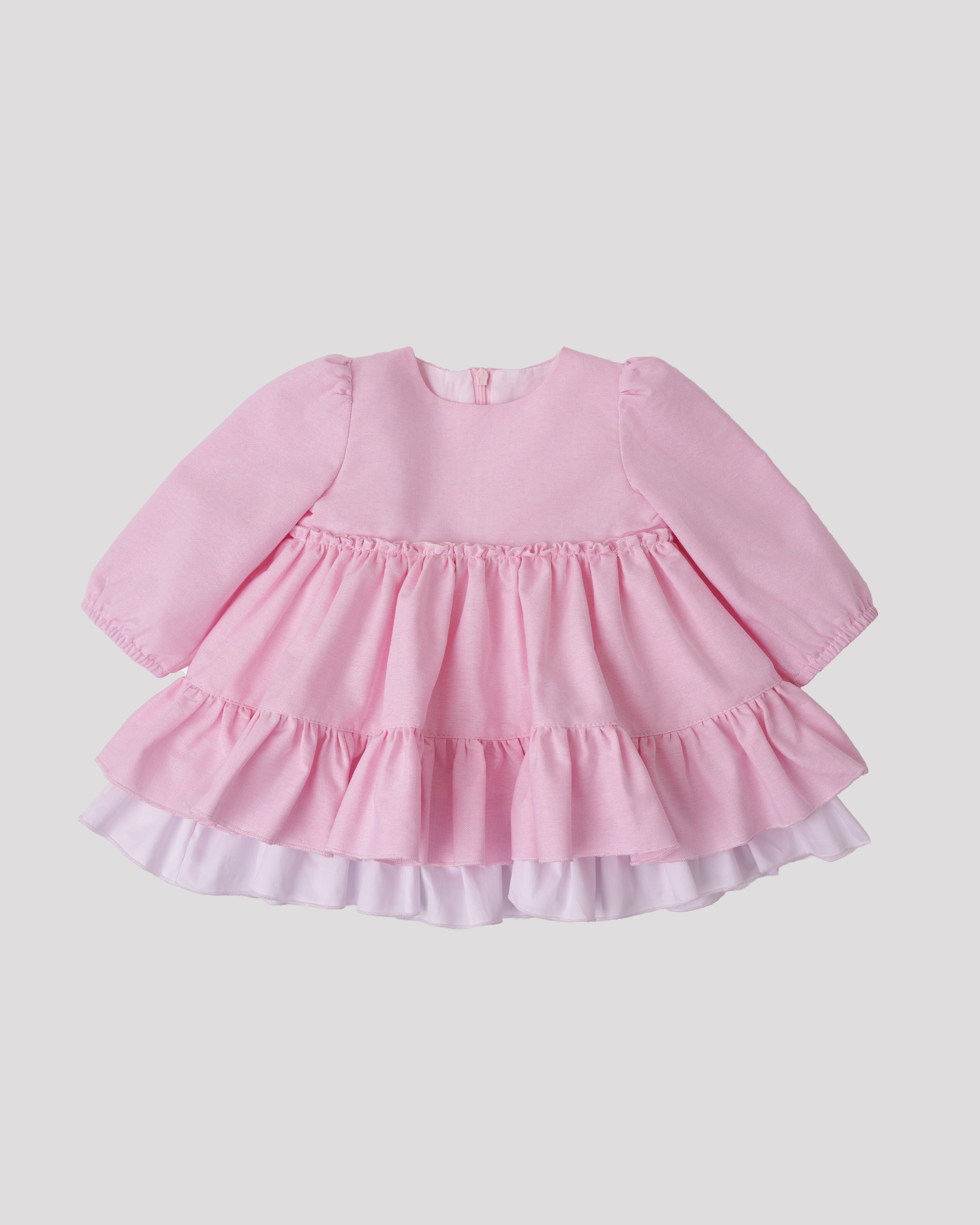 Rochie roz cu volane