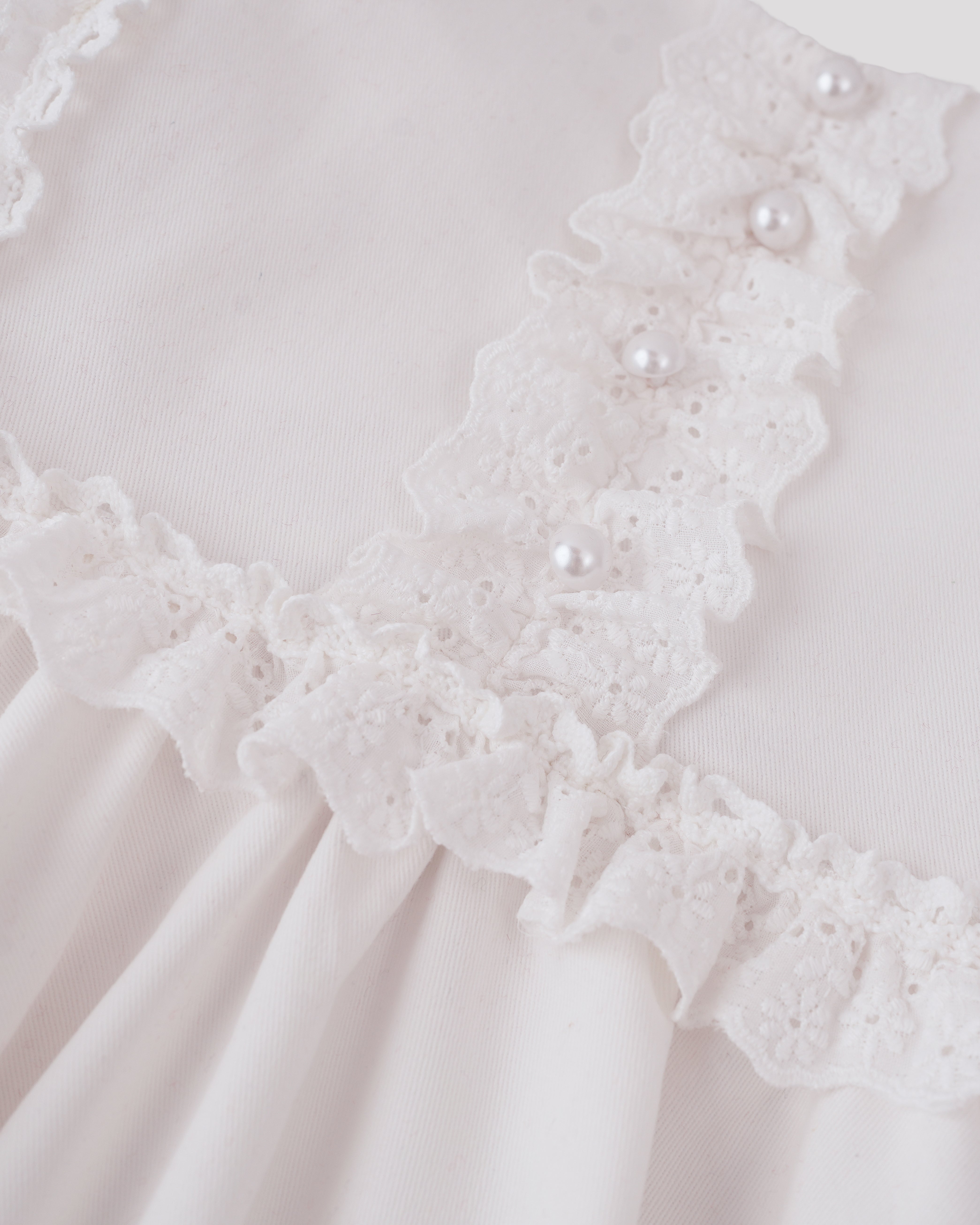 Rochie alba din denim cu funda la spate Luna