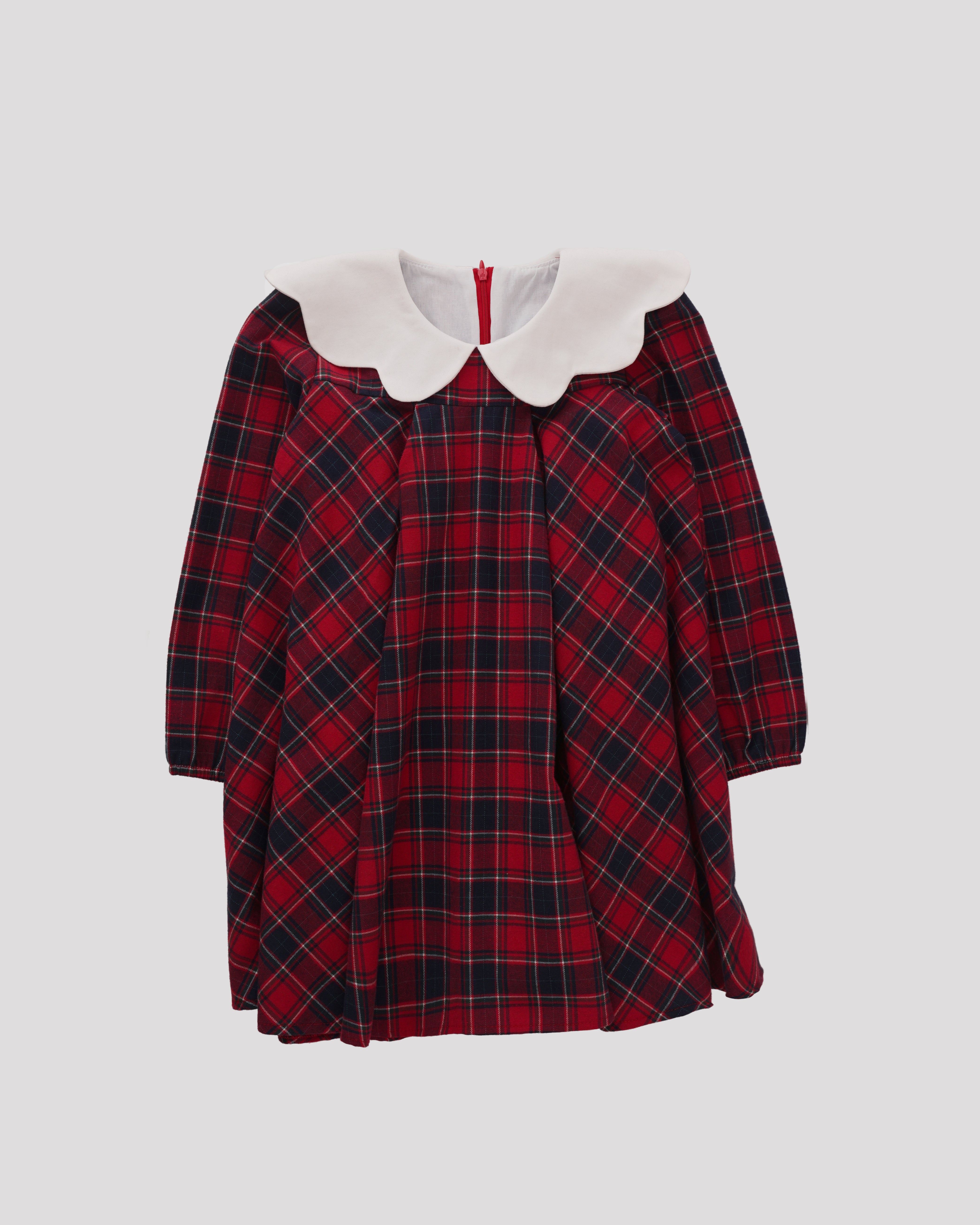 Rochie tartan cu guler floare Alice