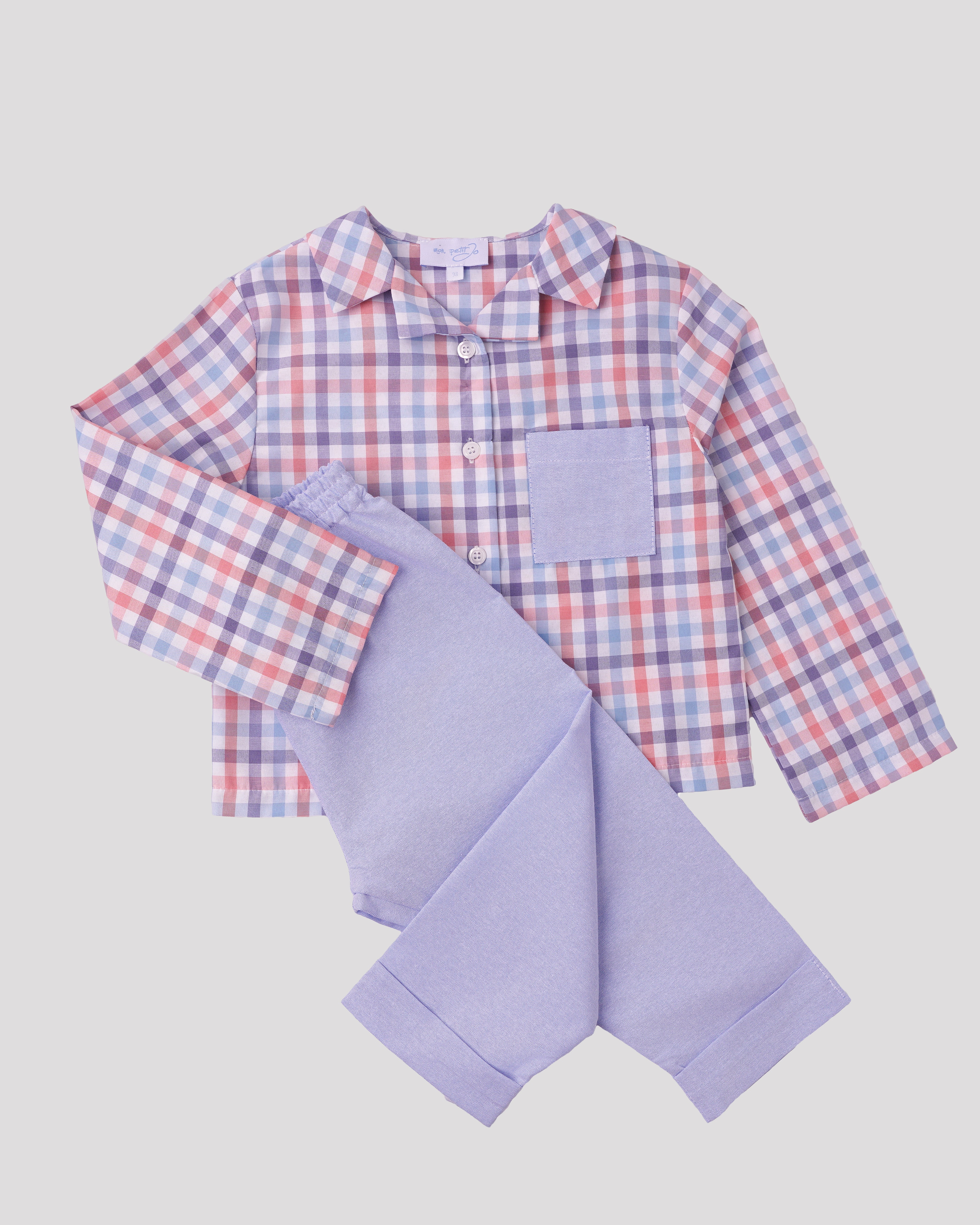 Compleu din bumbac albastru cu carouri