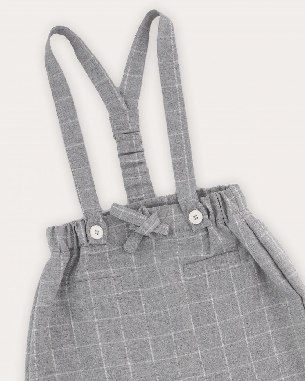 Salopeta cu carouri gri si bretele
