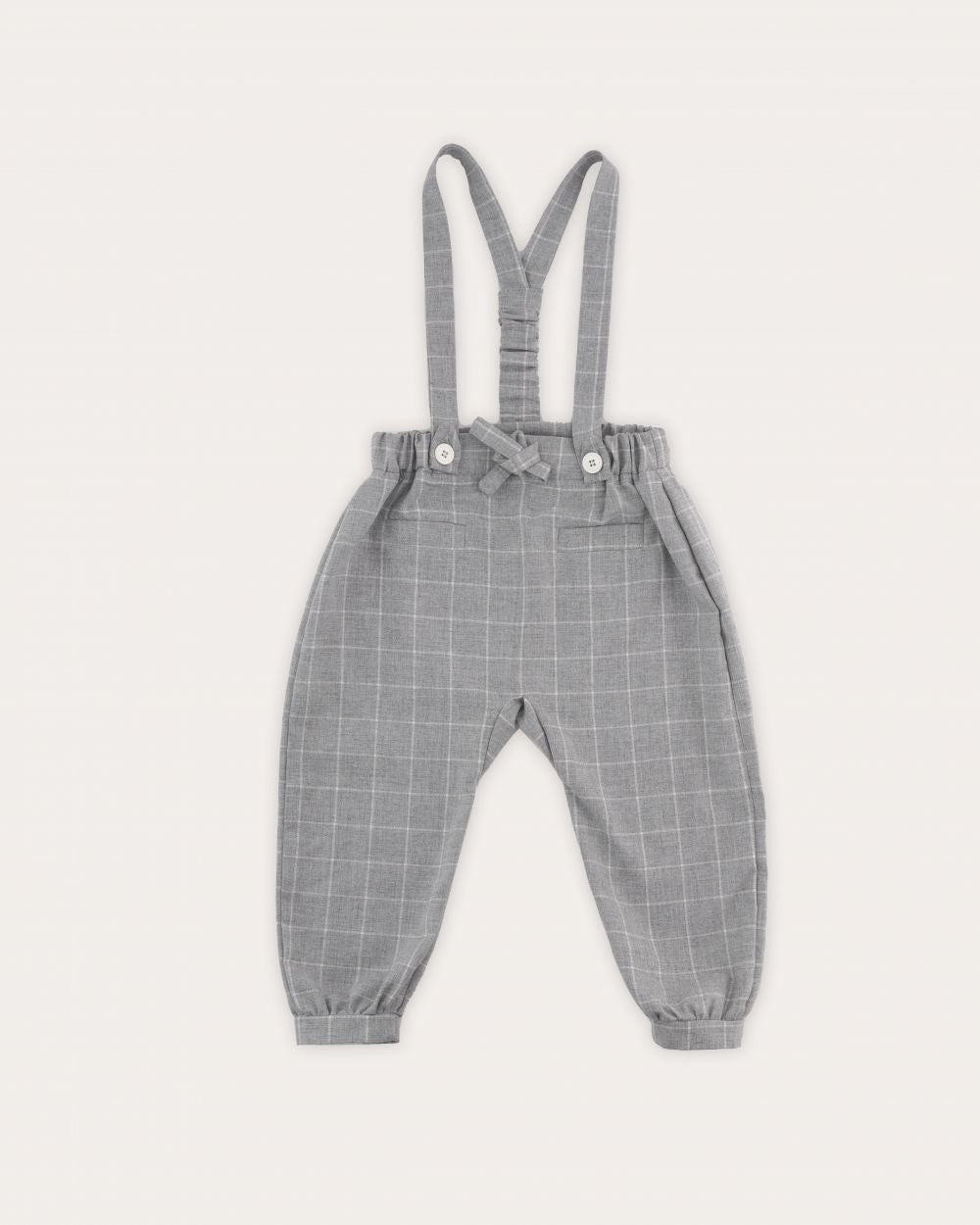 Salopeta cu carouri gri si bretele