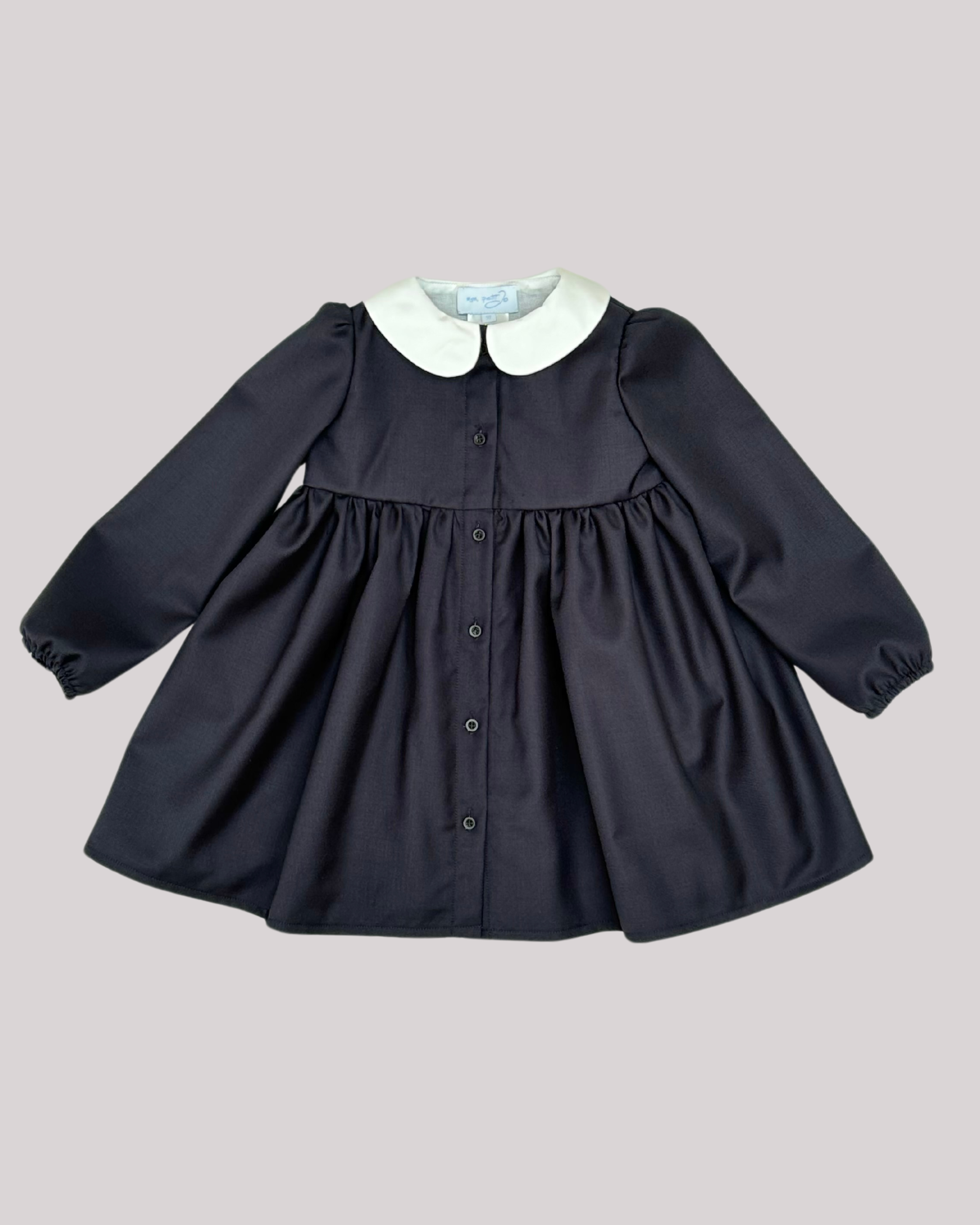 Rochie din stofa blumarin si guler alb