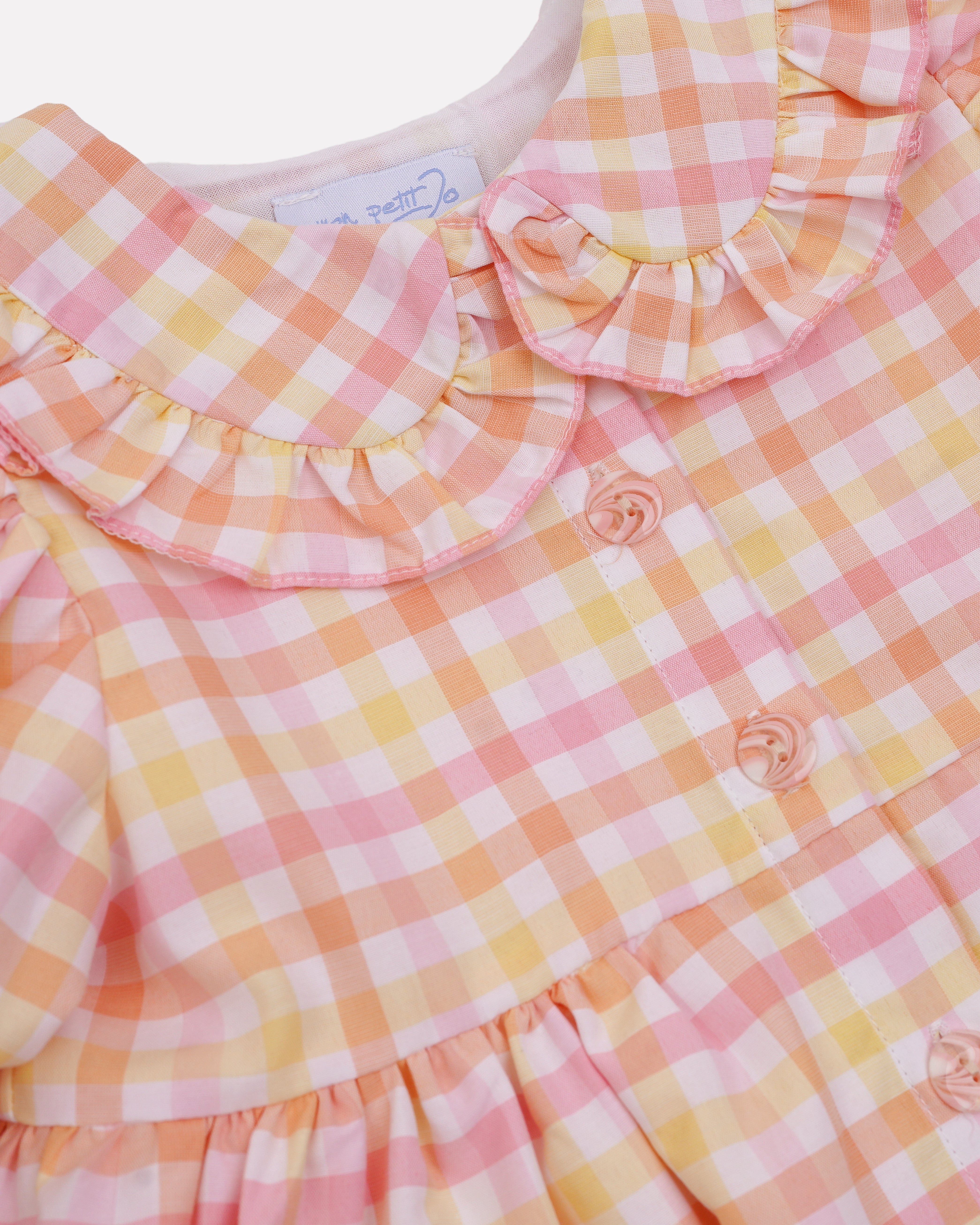 Rochie cu carouri galbene si roz