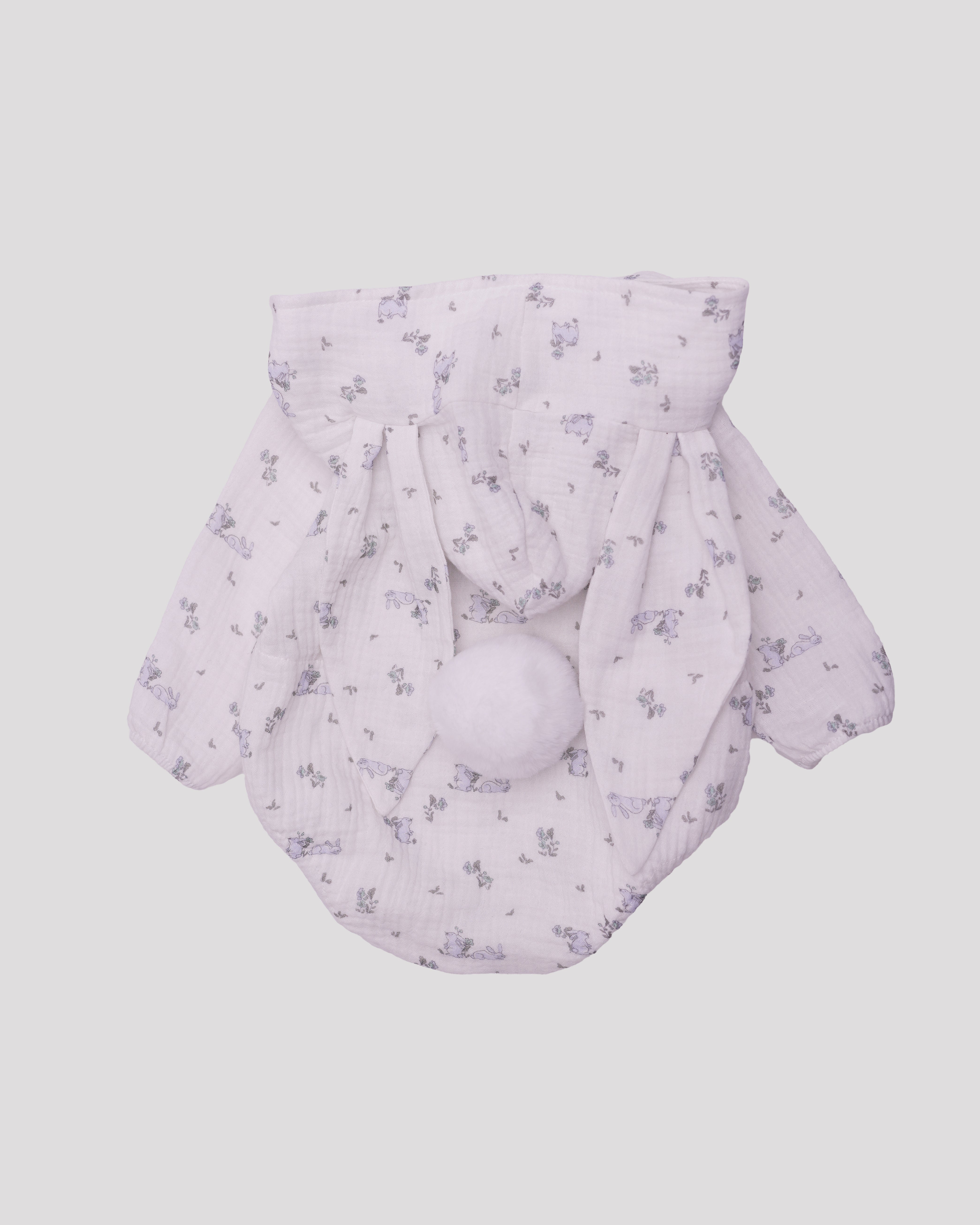 Body din muselina cu urechi de iepuras blue