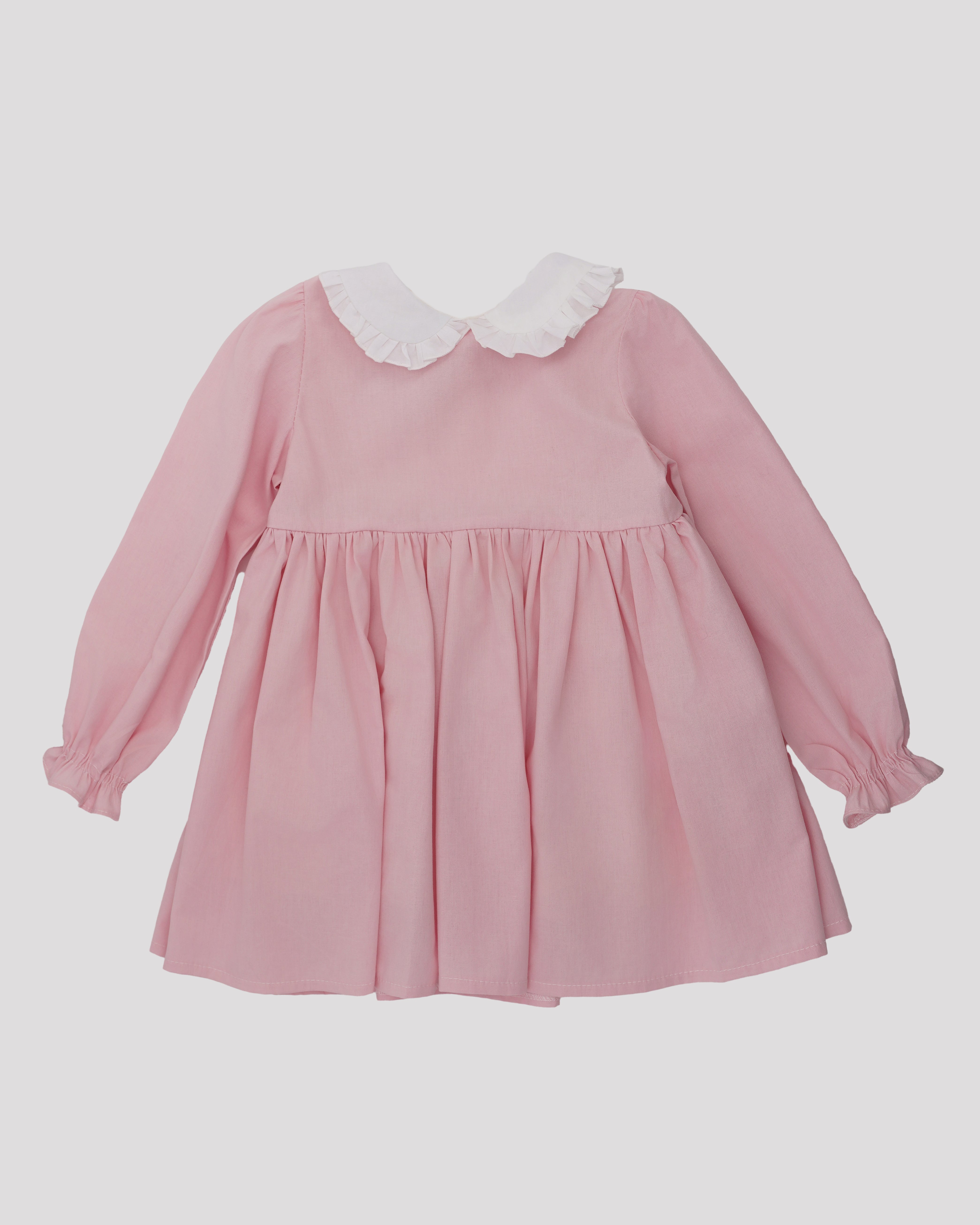 Rochie roz cu guler alb