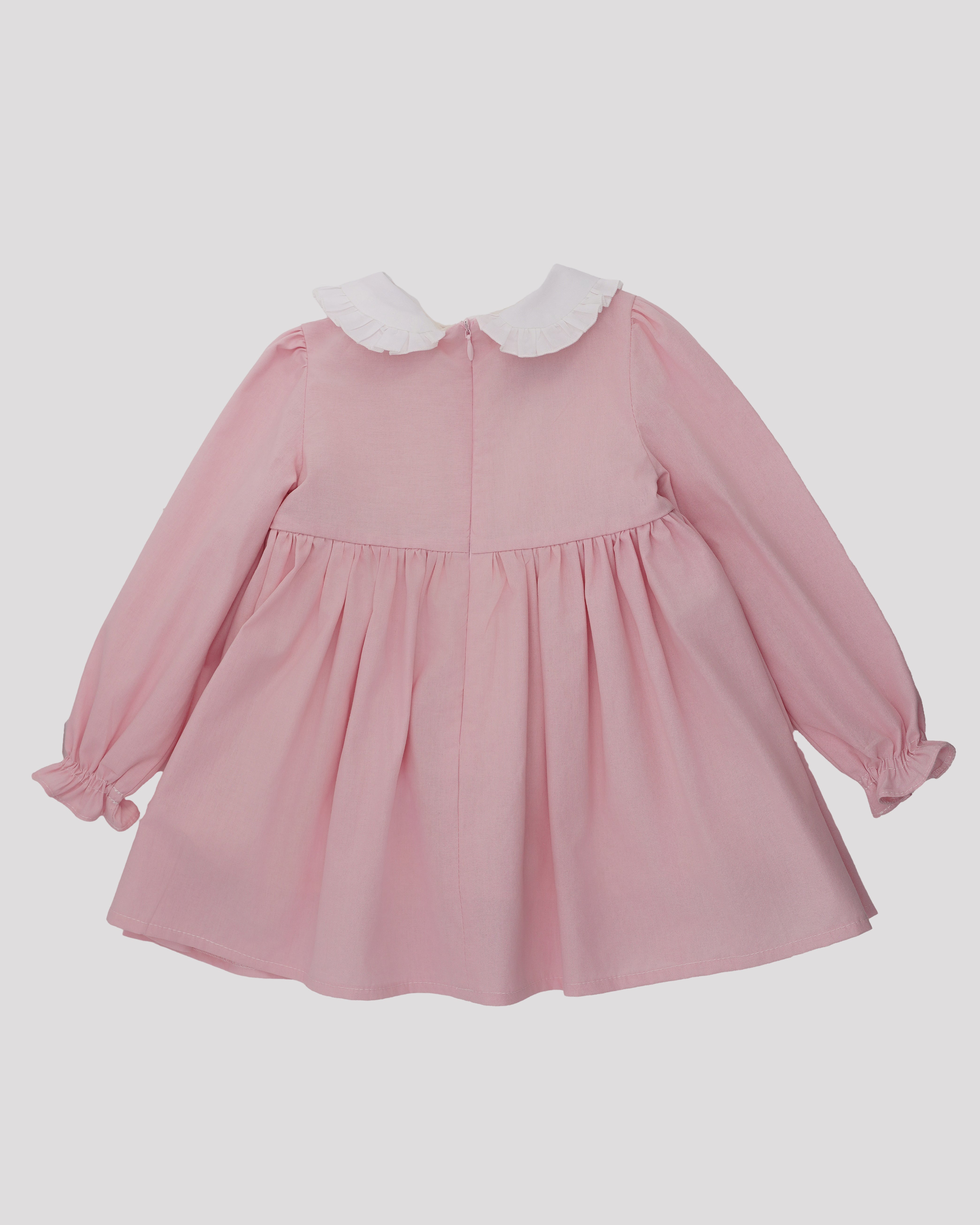 Rochie roz cu guler alb