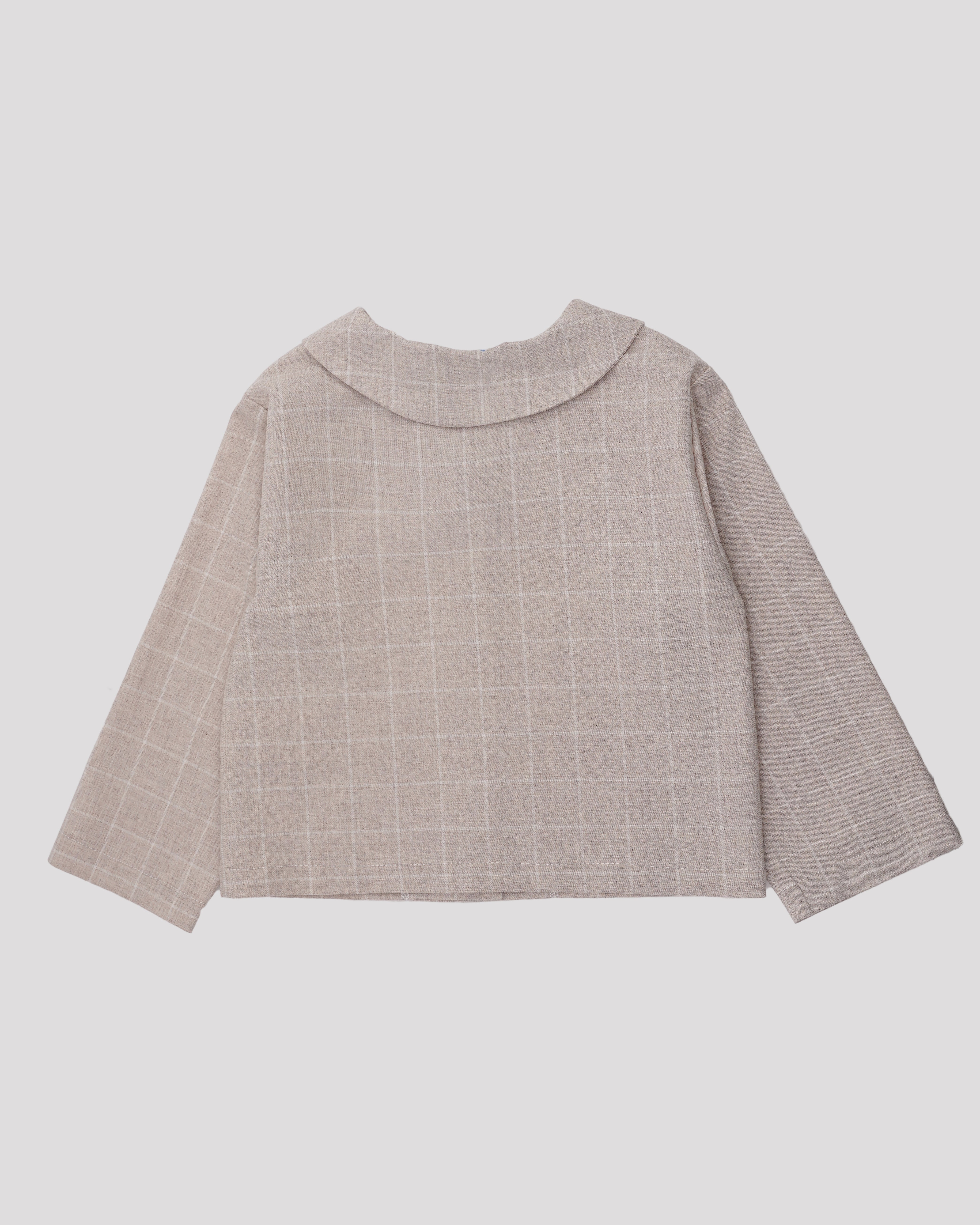 Camasa tip jacheta din stofa bej cu carouri